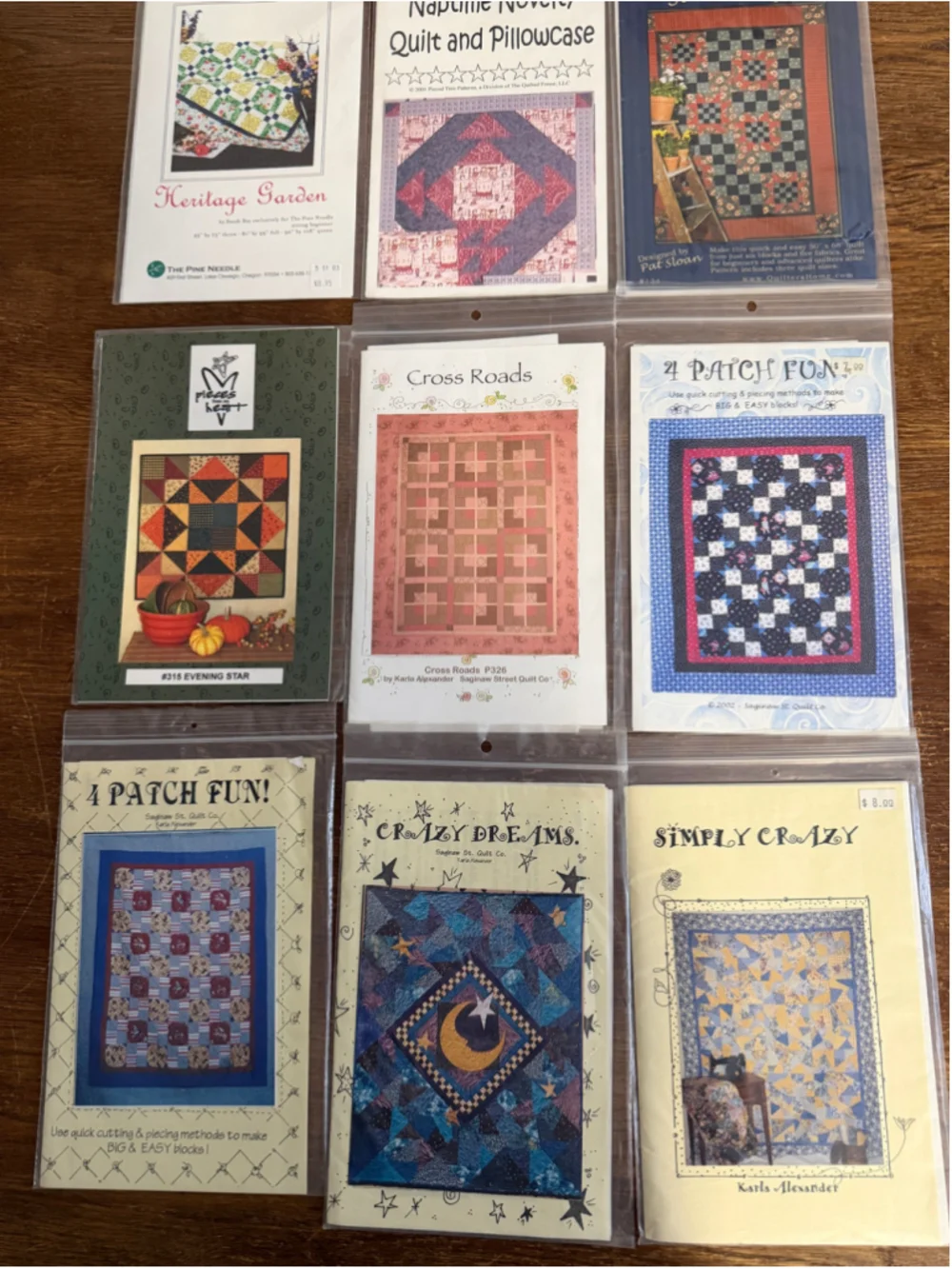 Vintage Quilt Pattern Lot of 9 New Unused Pine Needle Karla Alexander Pieces Fro